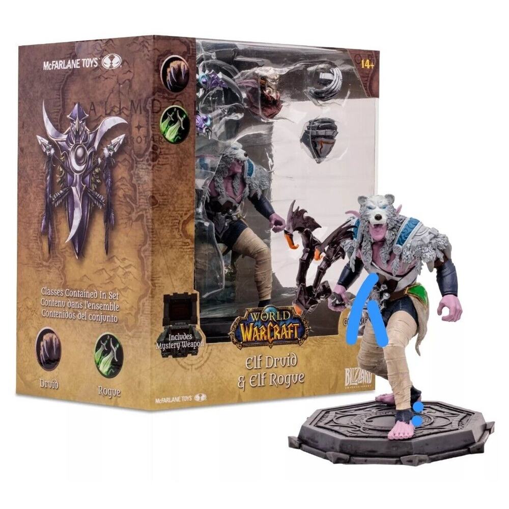 McFarlane Toys World of Warcraft: Elf Druid & Elf Rogue (Common) 1:12 Figure NIB